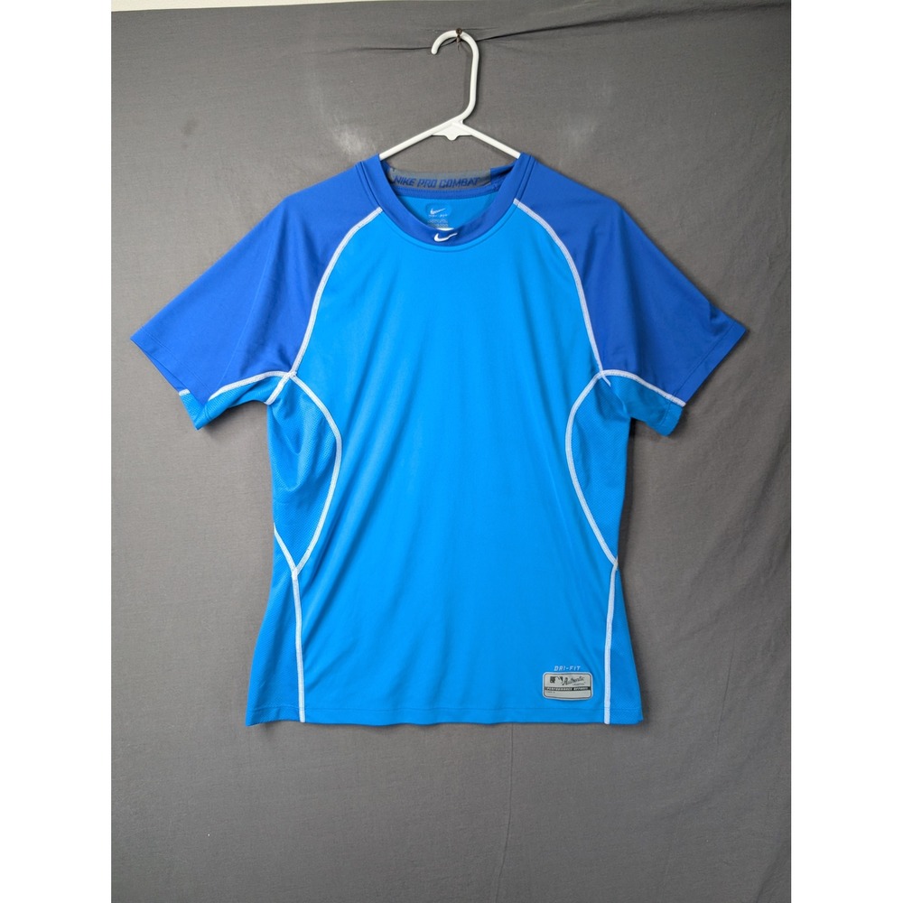 Nike Pro Combat MLB‎ Majestic Performance Shirt Mens Blue Short Sleeve